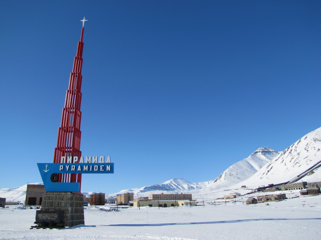 Entrance to former Russian mining town Pyramiden