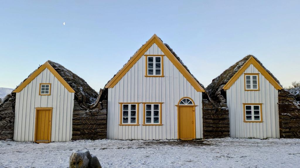 Turf houses at Glambaer Farm & Museum in northern Iceland