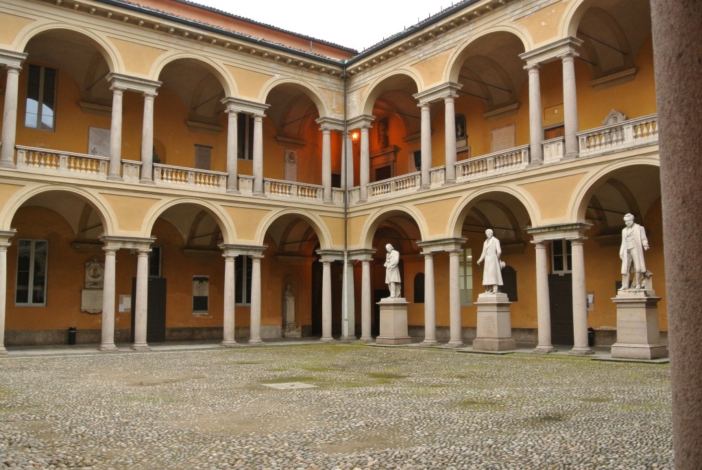 An interior courtyard of the University of Pavia in Pavia, Italy