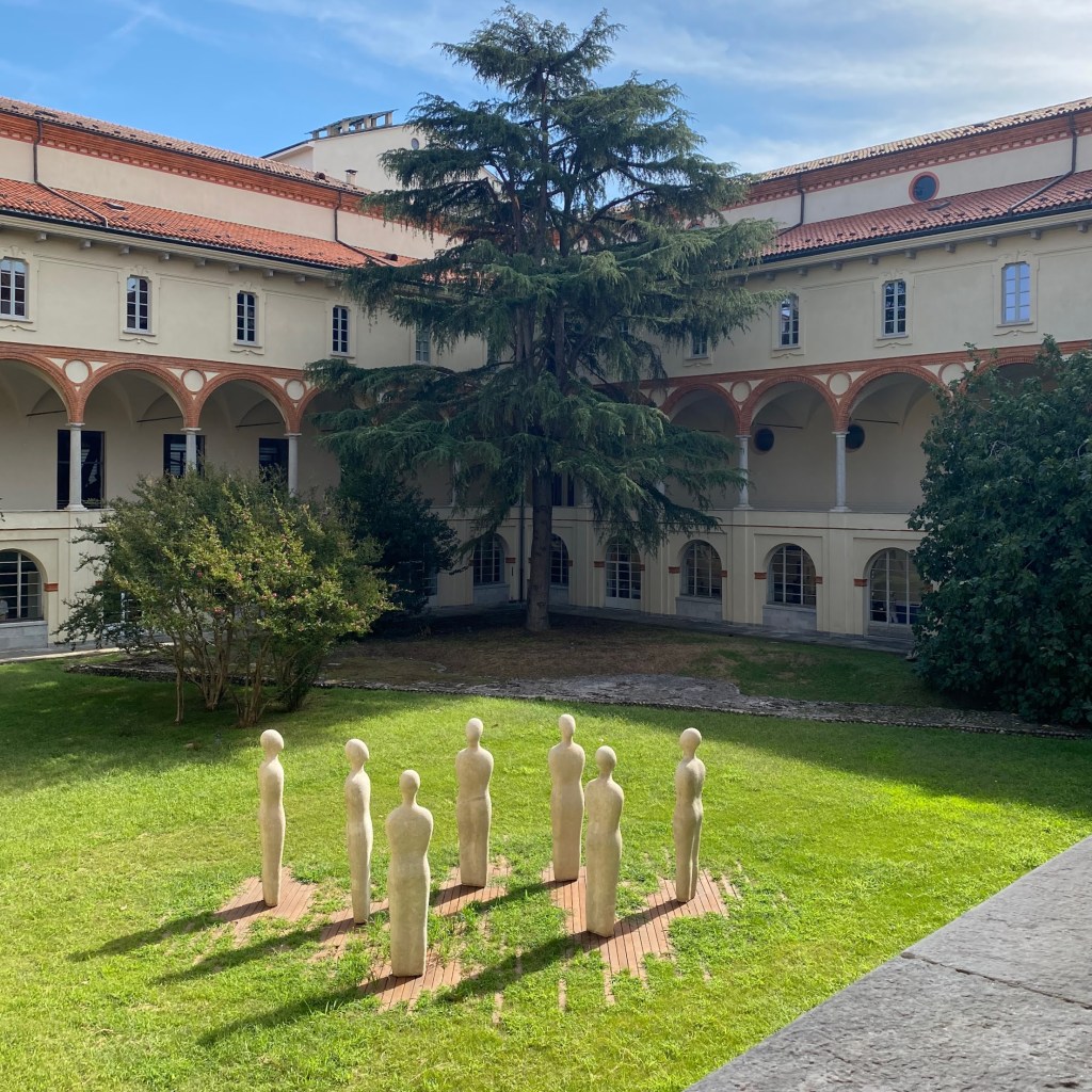 A courtyard at the museum of science and technology Leonardo da Vinci in Milan, Italy