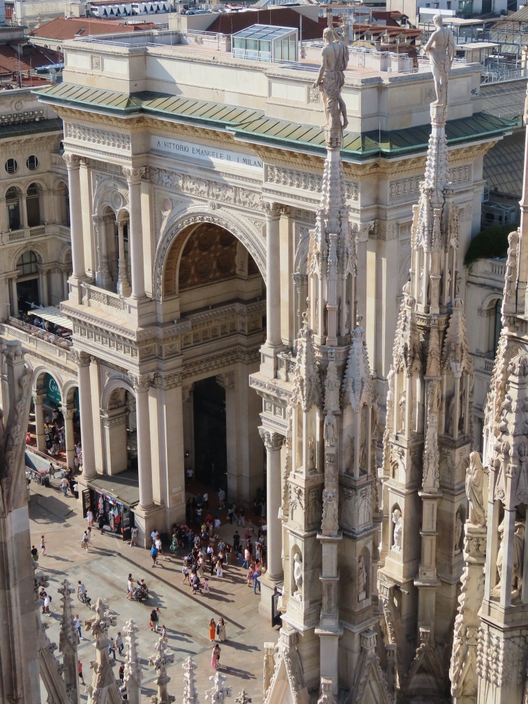 A view of Galleria Vittorio Emanuele from the Duomo in Milan, Italy